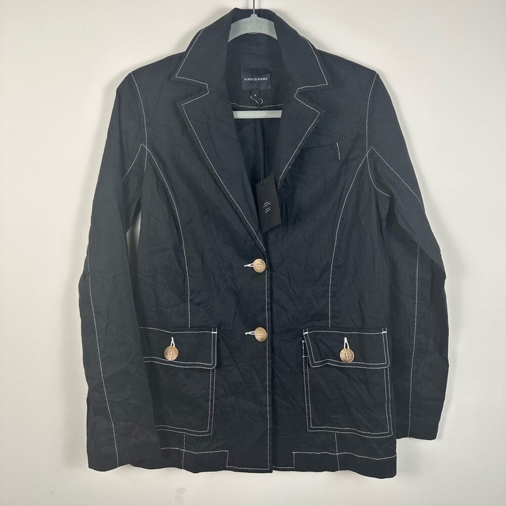 NWT EI8HT DREAMS Linen Blend Jacket‎ Contrast Stitch Size 4
